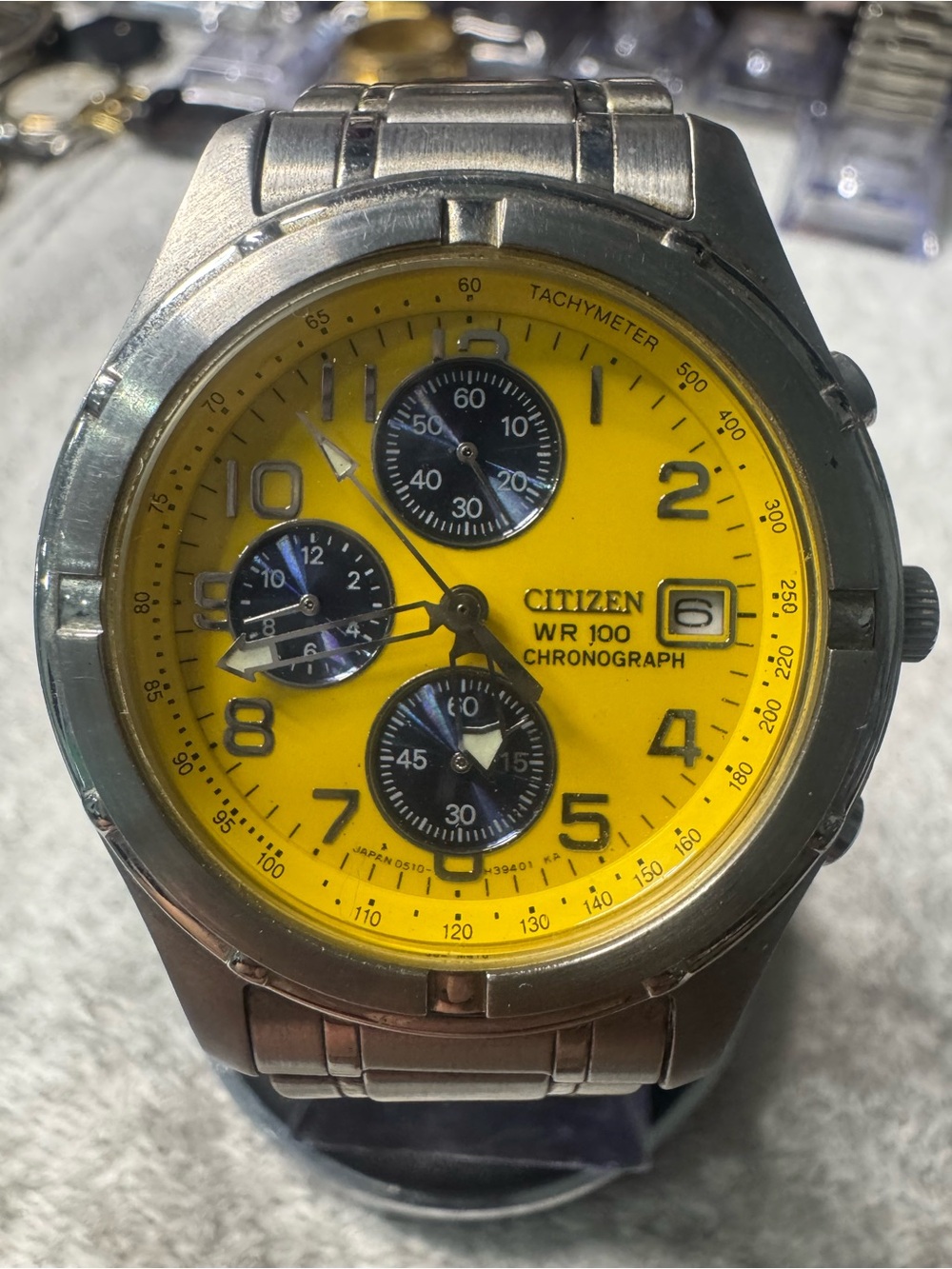 Citizen Yellow Dial Stainless Chronograph Watch